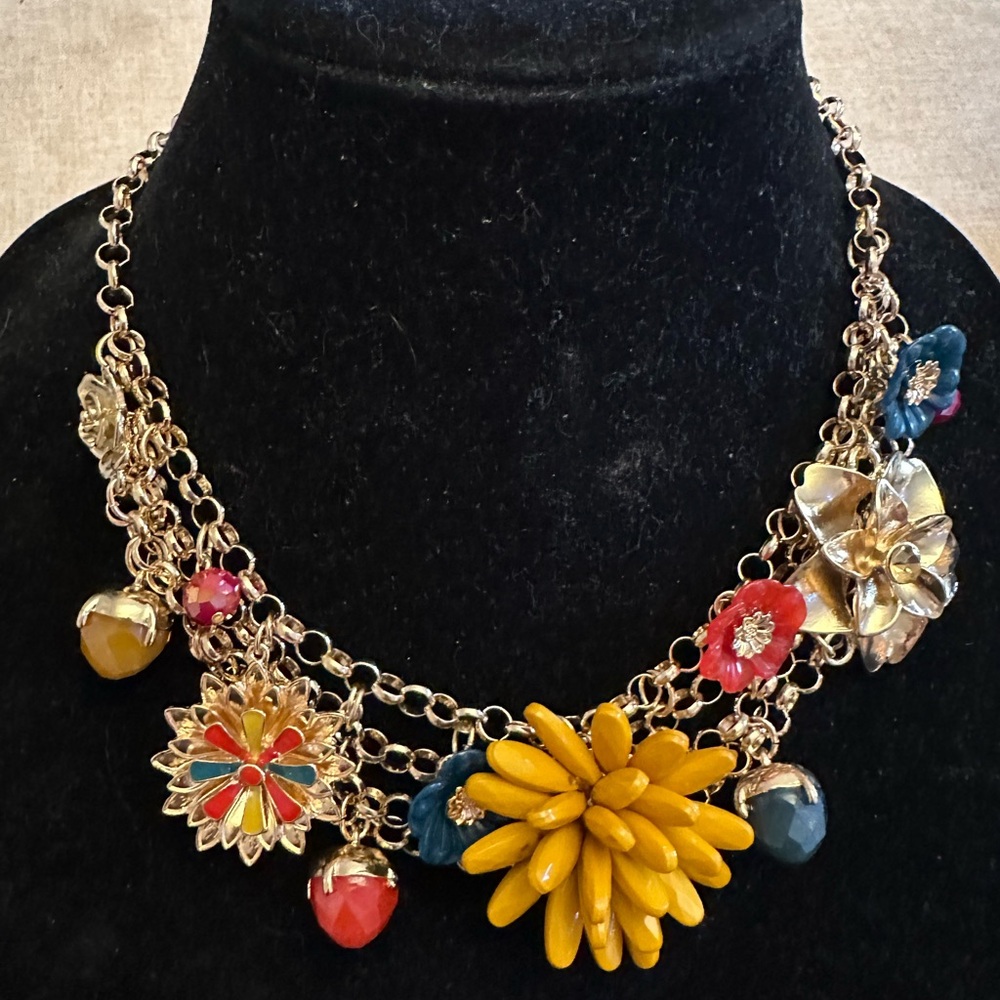 New York & Company Multicolor Floral Necklace